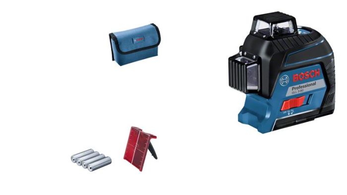 Нівелір лазерний Bosch Professional GLL 3-80 до 30м ±0.3мм/м червоний промінь з приймачем 120м 0.82кг