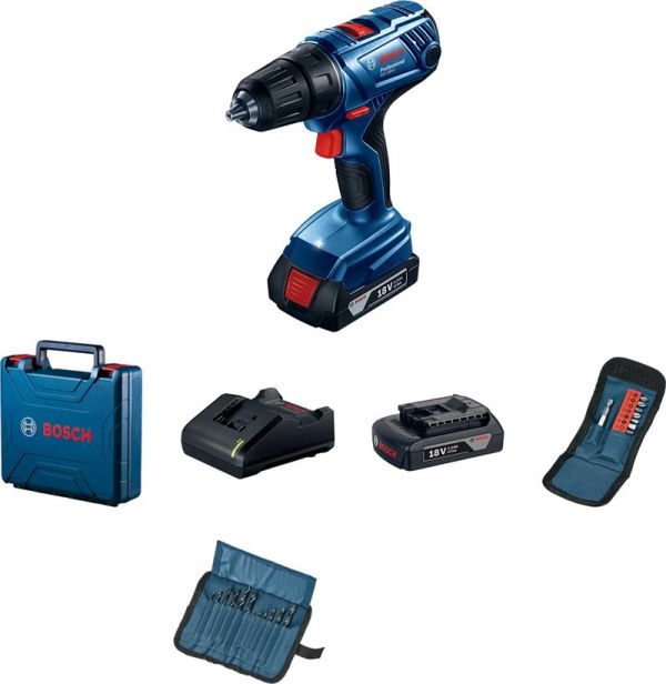 Шурупокрут-дриль акумуляторний Bosch Professional GSR 180-LI 18В 2х2А·год 21-54Нм 450·1900об·хв ЗП GAL 18V-20 кейс 1.6кг