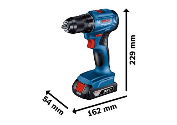 Шурупокрут-дриль акумуляторний Bosch Professional GSR 185-LI 18В 2х2.0А·год 50Нм 500·1900об/хв 0.9кг