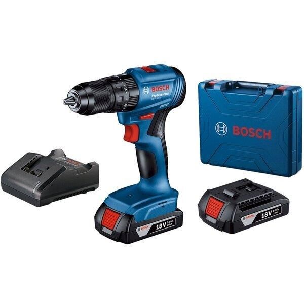 Шурупокрут-дриль ударний акумуляторний Bosch Professional GSB 185-LI 18В 2х2.0А·год 50Нм 500·1900об/хв кейс 1кг