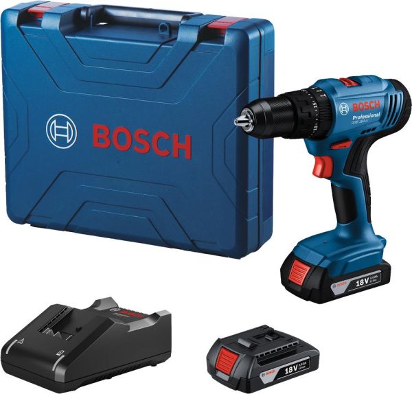 Шурупокрут-дриль ударний акумуляторний Bosch Professional GSB 183-LI 18В 2х2А·год 21-56Нм 374-1815об/хв кейс 1.2кг