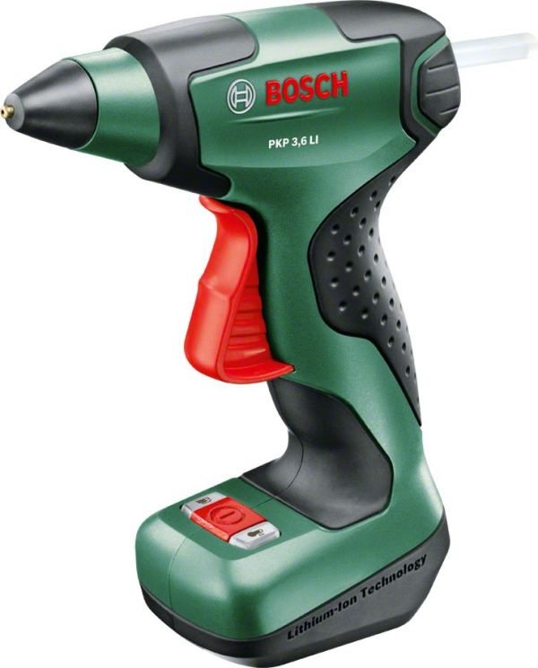 Пістолет клейовий акумуляторний Bosch Bosch PKP 3.6LI 3.6В 1.5А·год стрижні 7мм 170° 0.3кг подача 20г/хв