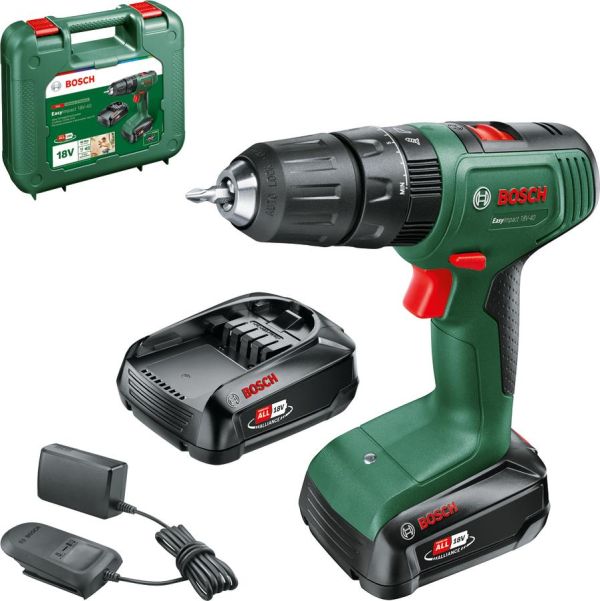 Шурупокрут-дриль акумуляторний Bosch EasyImpact 18V-40 18В 2х1.5А·год 20·38Нм 0-430·0-1650об/хв кейс ЗП 1.4кг