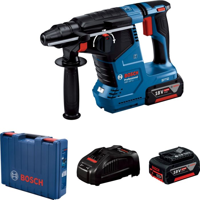 Перфоратор акумуляторний Bosch Professional GBH 187-LI SDS-Plus 18В 2х5А·год 2.4Дж 2.9кг кейс