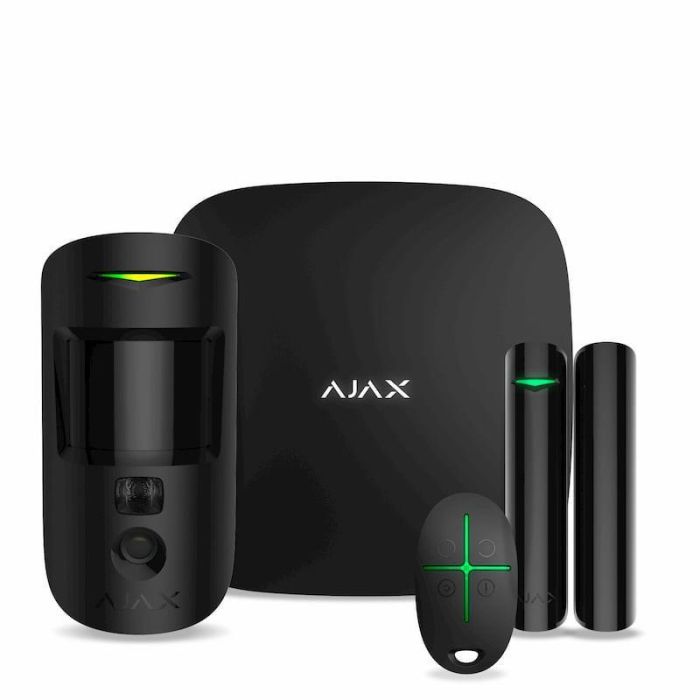Комплект охоронної сигналізації Ajax HDR StarterKit Cam Plus, hub 2 plus, motioncam HDR, doorprotect, spacecontrol, jeweller, бездротовий, чорний