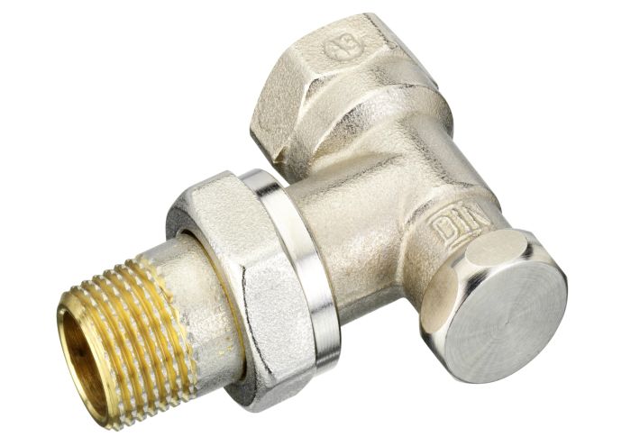 Клапан запірний Danfoss RLV-S, DN15, вх. 1/2" - вих. 1/2", кутовий, нікель