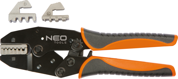 Кліщі обтискні Neo Tools, для обтиску наконечників 0.5-16мм2, 2 змінних губок, 220мм, CrMo