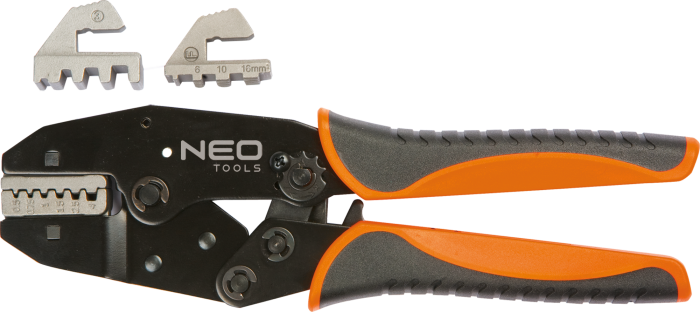 Кліщі обтискні Neo Tools, для обтиску наконечників 0.5-16мм2, 2 змінних губок, 220мм, CrMo