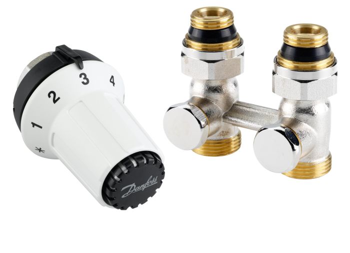 Комплект термостатичний Danfoss RAS-CK + RLV-KS, H-подібний, нижнє підкл, M30x1.5,   1/2", прямий