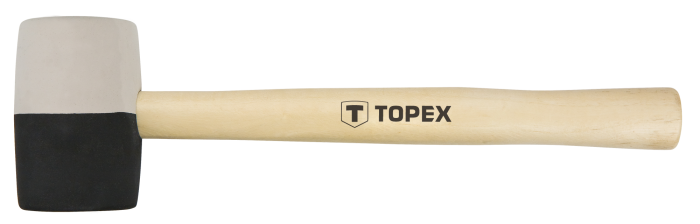 Киянка гумова TOPEX 450г 58мм руків'я дерев'яне чорно-біле