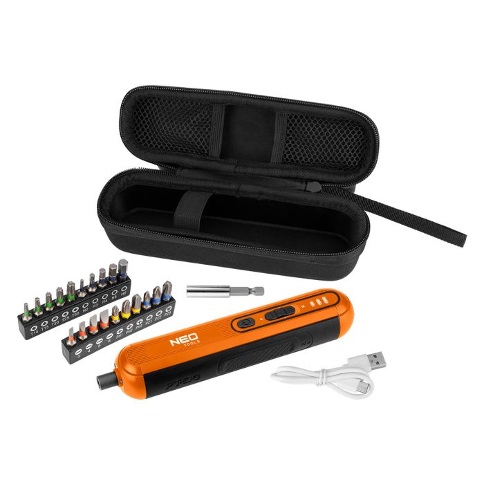 Викрутка акумуляторна Neo Tools 4В1Х1.5А·год 4.5Нм 230об/хв 20 біт кейс 0.23кг