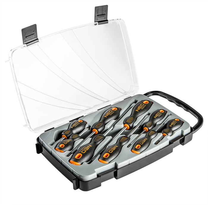 Викрутки Neo Tools SL,PH, сталь S2, кейс, набір 9шт