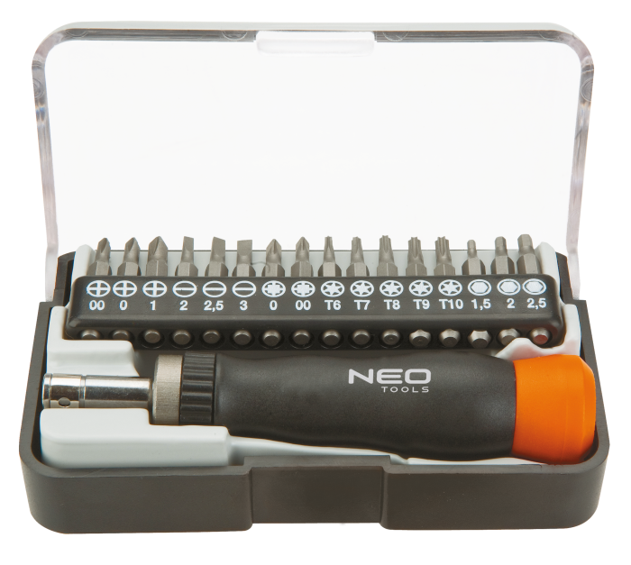 Біти Neo Tools 5/32", бітотримач, прецизійні, SL,PH,PZ,T,H, 30мм, CrV, кейс, набір 17шт