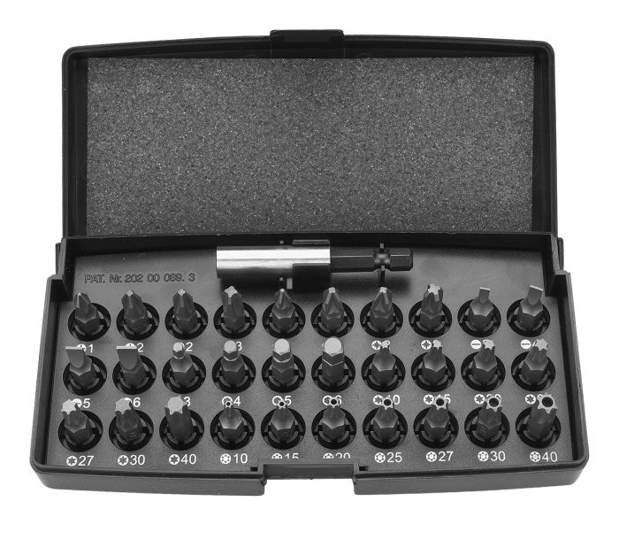 Біти Neo Tools, 1/4", бітотримач, SL,PH,PZ,H,T,TT, 25мм, сталь S2, кейс, 31шт