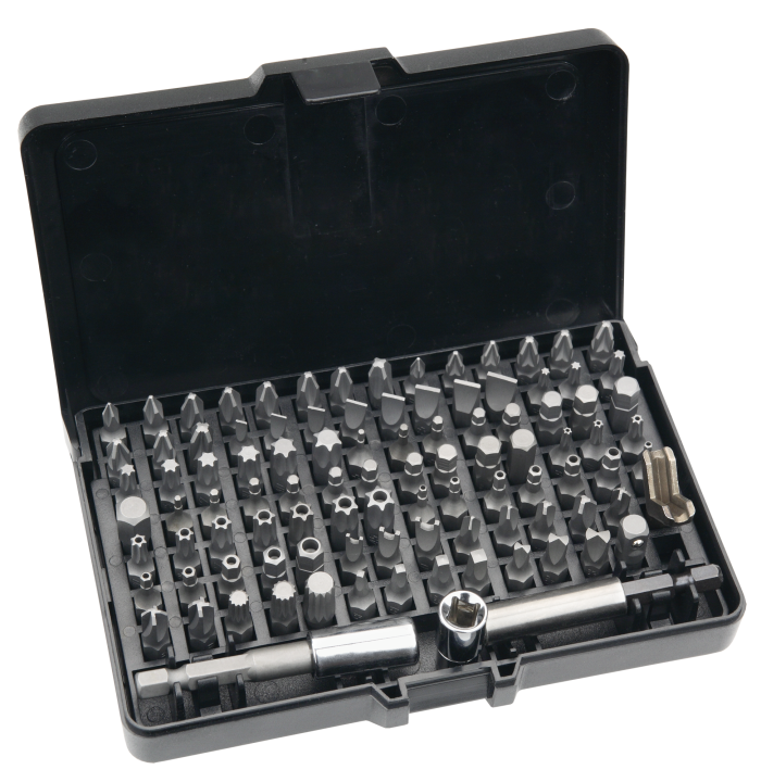 Біти Neo Tools, 1/4", тримачі 2шт, перехідники 3шт, SL,PH,PZ,H,T,TT, 25мм, сталь S2, кейс, набір 99шт