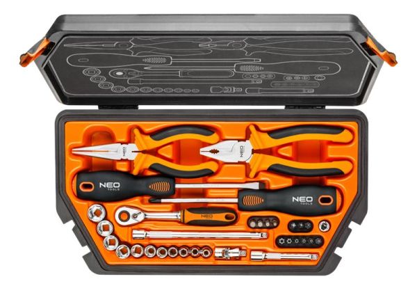 Набір інструментів Neo Tools, універсальний, CrV та S2, 33шт
