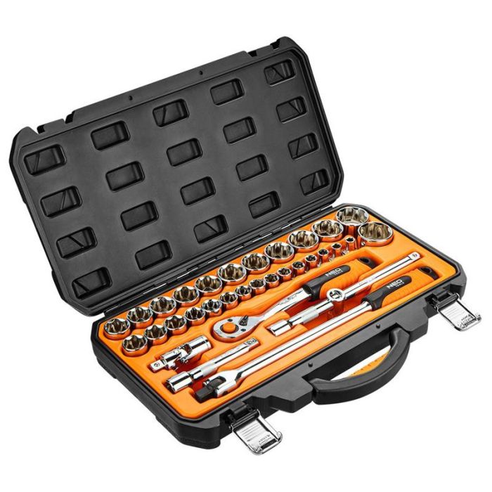 Набір інструментів Neo Tools, набір торцевих головок 1/2", CrV, 33шт