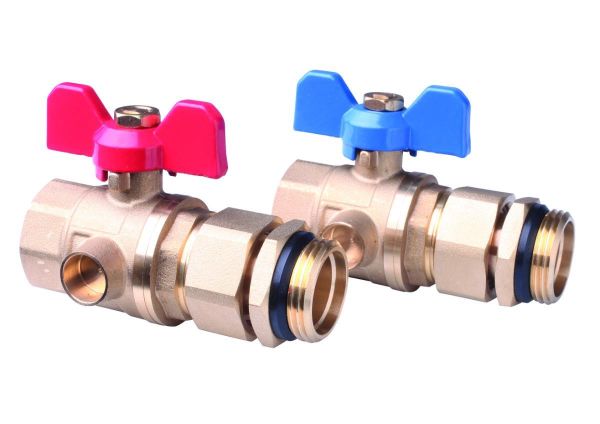 Комплект кульових кранів Danfoss FHF-BV, 1", для підключення колекторів, 2шт, прямий, латунь