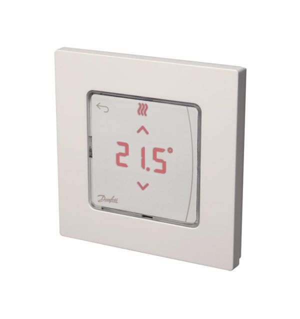 Терморегулятор Danfoss Icon2 RT, Display, +5...35 °C, програмований, дротовий, накладний, 24В, білий