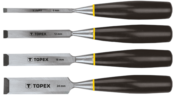 Стамеска TOPEX, 6-24мм, набір 4шт