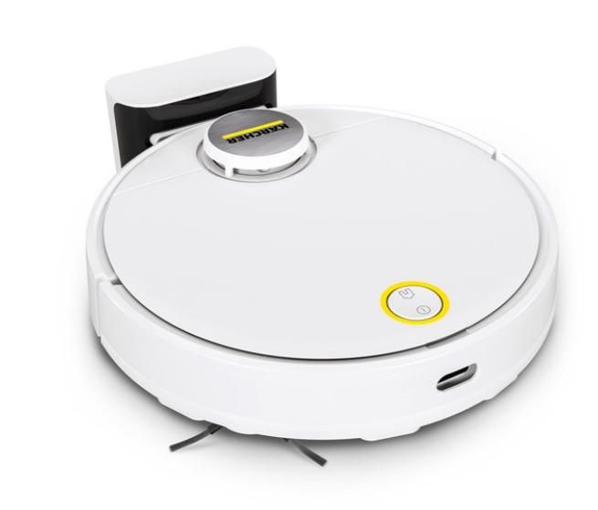 Робот-пилосос Karcher RCV 3, 400Вт, h=9.4см, вологе прибирання, конт пил -0.5л, вода -0.17л, автон. робота до 120хв, вага-3.7кг, НЕРА, білий