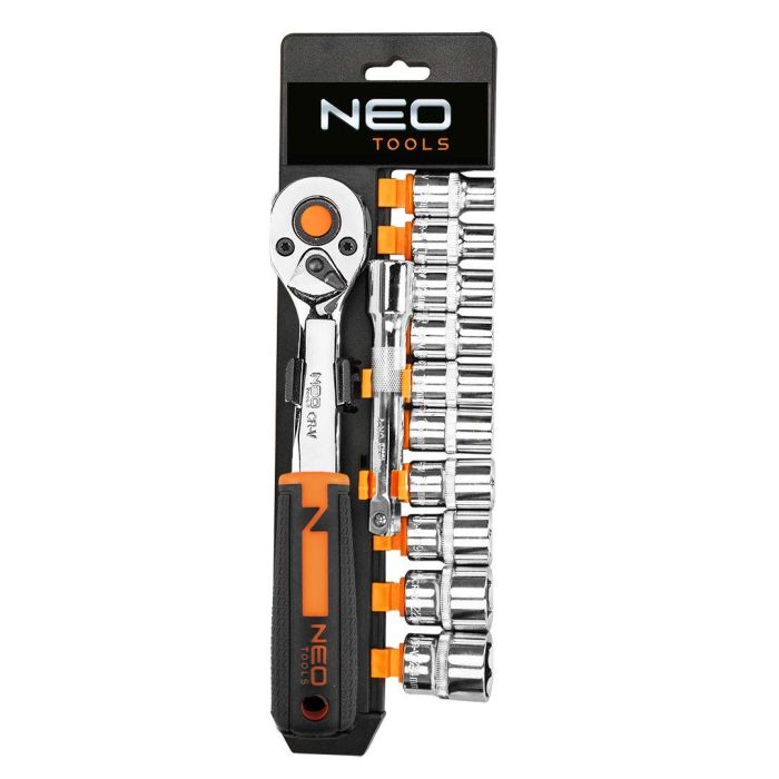 Набір торцевих головок Neo Tools, 3/8", тріскачка 90 зубців, CrV, 12шт