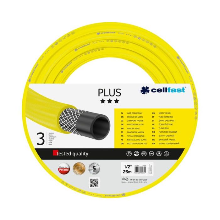 Шланг садовий Cellfast PLUS 1/2" 25м 3 шари до 25бар -20…+60°C