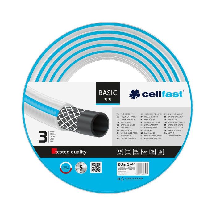 Шланг садовий Cellfast BASIC 3/4" 20м 3 шари до 25бар -20…+60°C