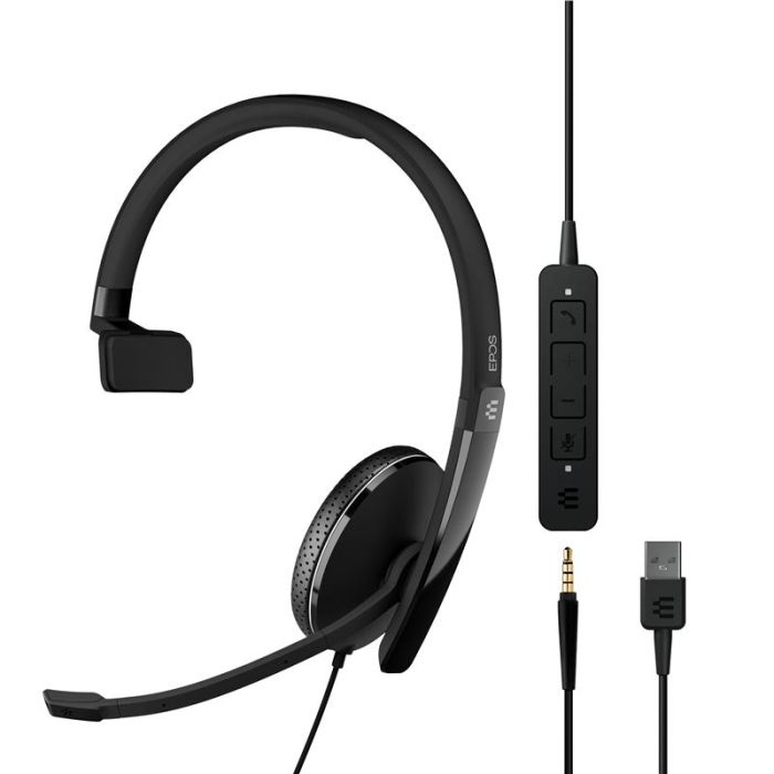 Гарнітура Комп`ютерна моно On-Ear EPOS ADAPT 135T USB II, 3.5мм/USB, односпрямований, сертифікат Microsoft Teams, 1.8м, Чорний