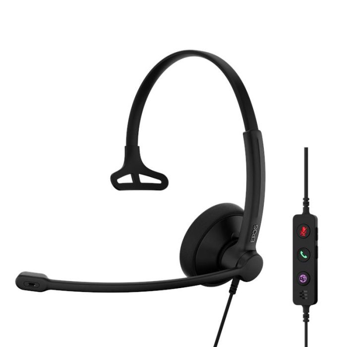 Гарнітура комп'ютерна моно On-Ear EPOS IMPACT 100 MS, USB C + A, Microsoft Teams, односпрямований, 2м, Чорний