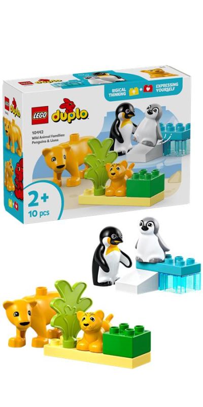 Конструктор LEGO DUPLO Town Сімейства диких тварин: Пінгвіни та Леви