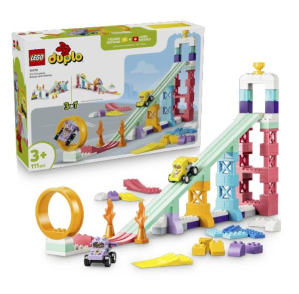 Конструктор LEGO DUPLO Town 3 в 1 Цікаві гірки та трампліни з автомобілями