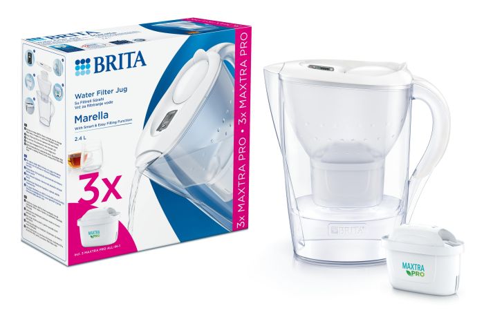 Фільтр-глечик Brita Marella Memo MXPro 2.4л (1.4л очищеної води) + 3 картриджа білий