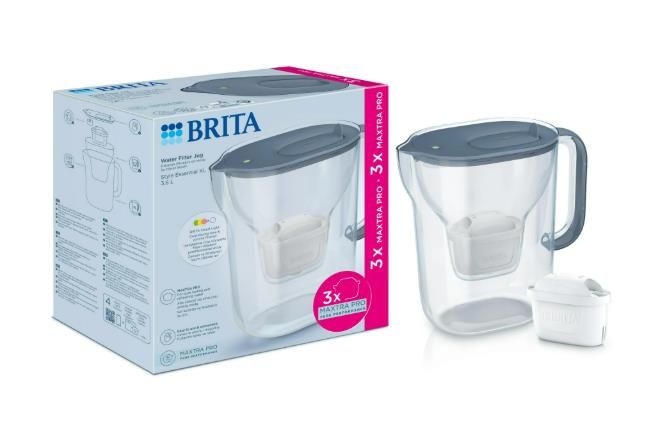 Фільтр-глечик Brita Style Essential XL MXPro 3.6л (2.3л очищеної води) + 3 картриджа сіро-блакитний