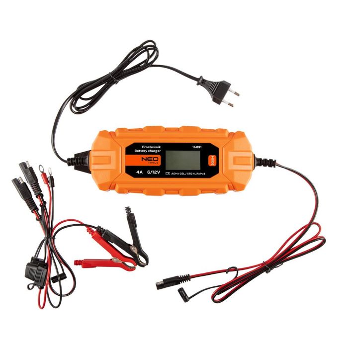 Зарядний пристрій Neo Tools, 4A/70Вт, 3-120А·год, для STD/AGM/GEL/LiFePO4