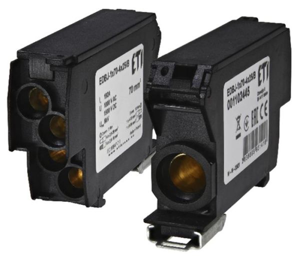 Блок розподільчий EDBJ-1x70-4x25/B (192A, 1000V AC/1500V DC, IN: 1x70, OUT: 4x25, чорний)