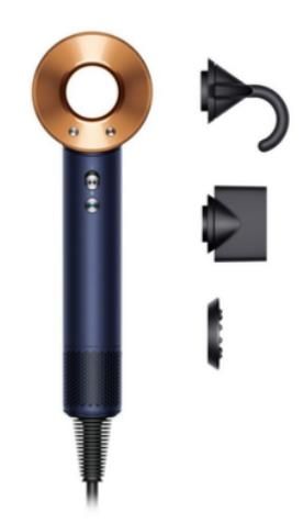 Фен Dyson HD07 Supersonic Straight+Wavy Prussian Blue/Rich Copper, 1600Вт, 3 режими, іонізація, хол. обдув, темно-синій