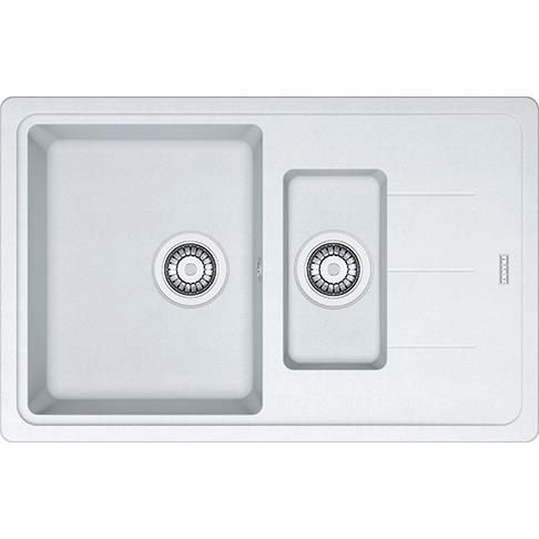 Мийка кухонна Franke Basis, фраграніт, прямокутник, з крилом, 780х500х200мм, чаша - 2, накладна, BFG 651-78, білий