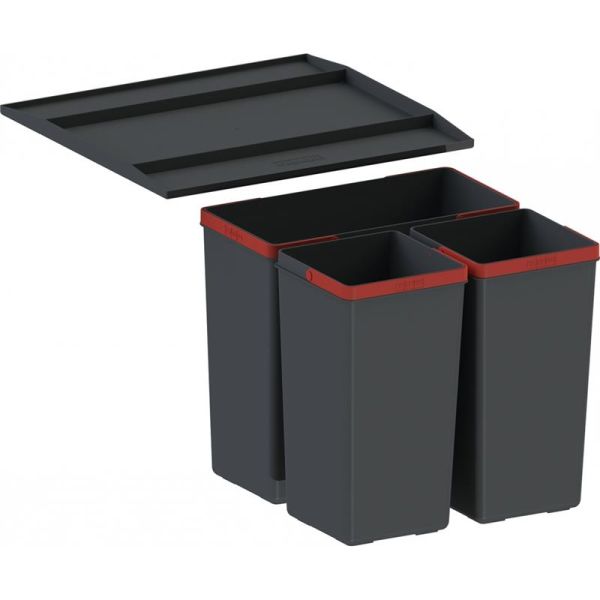 Сортер для сміття Franke Easysort 450-1-2, 2 шт.x 14.5 л, кришка,  чорний пластик