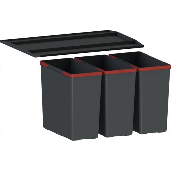 Сортер для сміття Franke Easysort 600-3-0, 3 x 14.5 л, кришка,  чорний пластик