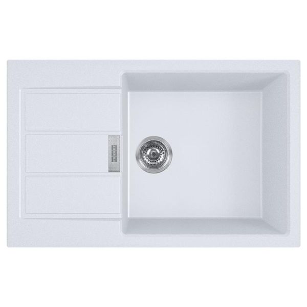 Мийка кухонна Franke Sirius, тектонайт, прямокутник, з крилом, 780х500х200мм, чаша - 1, накладна, S2D 611-78 XL , білий