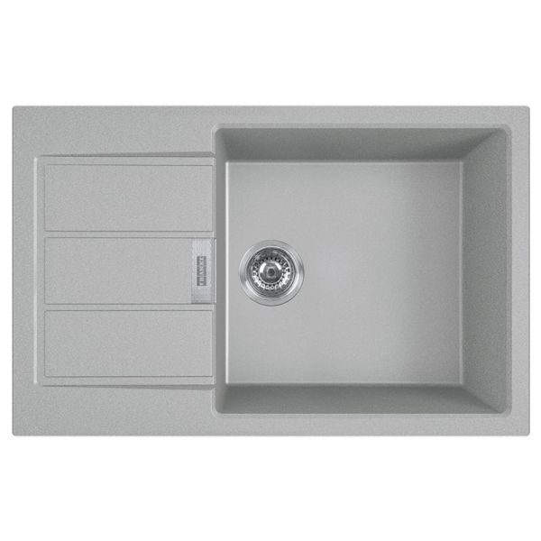 Мийка кухонна Franke Sirius, тектонайт, прямокутник, з крилом, 780х500х200мм, чаша - 1, накладна, S2D 611-78 XL , сірий