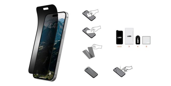 Захисна плівка анти-шпигун UAG для iPhone 16 Pro, Removable Privacy, Glass - Tint