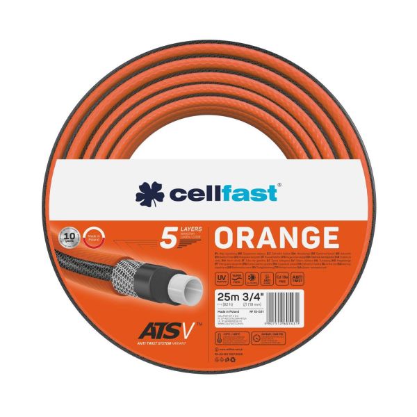 Шланг садовий Cellfast ORANGE 3/4" 25м 5 шарів 24бар -10…+50°C
