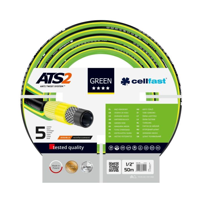 Шланг садовий Cellfast GREEN ATS 1/2" 50м 5 шарів до 30бар -20…+60°C