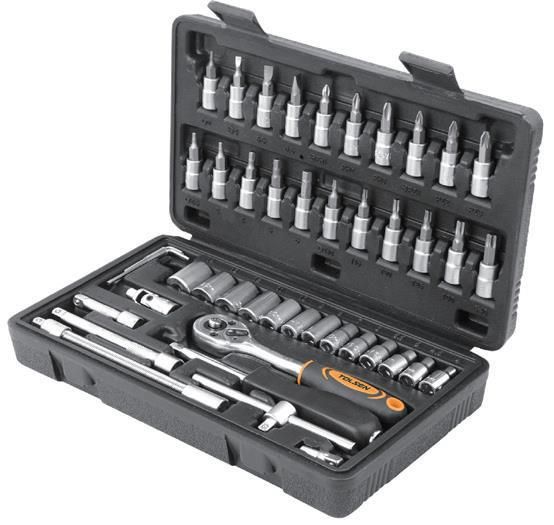 Набір інструментів Tolsen, 1/4", CrV та S2, 46шт