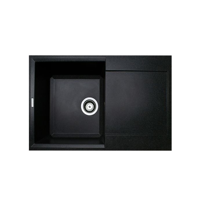 Мийка кухонна Adamant Horizon, штучний камінь, прямокут., з крилом, 780х495х230мм, чаша - 1, врізна, чорний