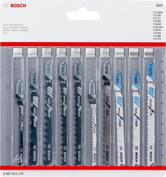 Полотно пиляльне для електролобзика Bosch Professional по дереву та металу, набір 10шт