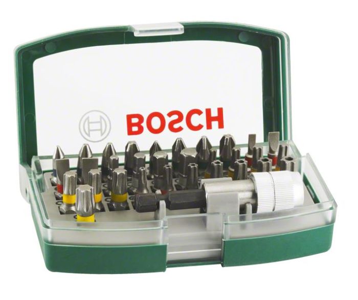 Біти Bosch Professional магнітний бітотримач, SL,PH,PZ,H,T,TT, 25мм, кейс, набір 32шт