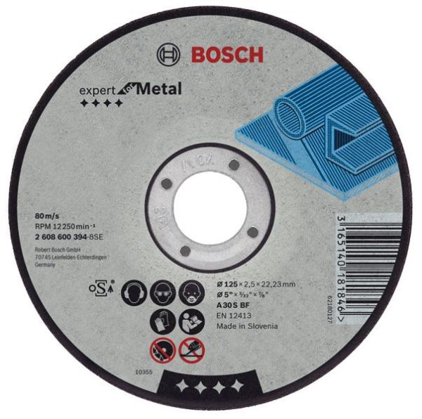 Круг Bosch Expert for Metal, вiдрiзний, прямий, 125Х1.6 мм.